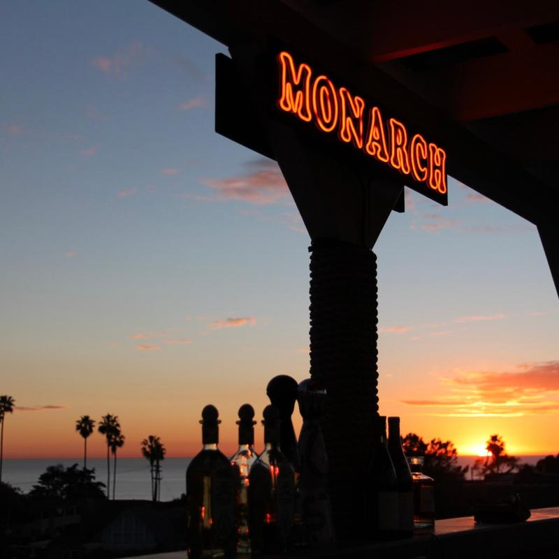 Monarch Ocean Pub — ocean sunset, palms, bar · Cardiff-by-the-Sea, CA